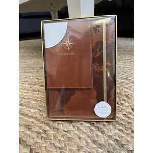 Eccolo Passport Holder Compass & Journal World Map Gift‎ Set for Traveler NEW